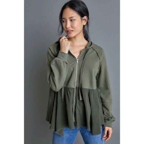 Anthropologie Tops - Anthropologie T.la Lavande Tunic Hoodie NWT L Green